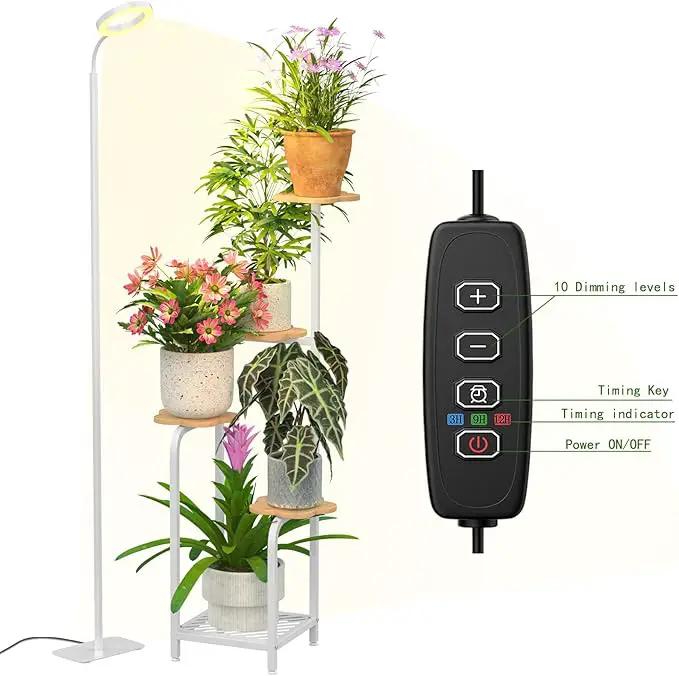 TOSKING 48" Tall Plant Stand Indoor with Full Spectrum LED Grow Lights & Timer – 5-Tier Corner Plant Shelf for Home, Office, Balcony (Grow Light 5 Tier-White) by GreenHaven Gardens