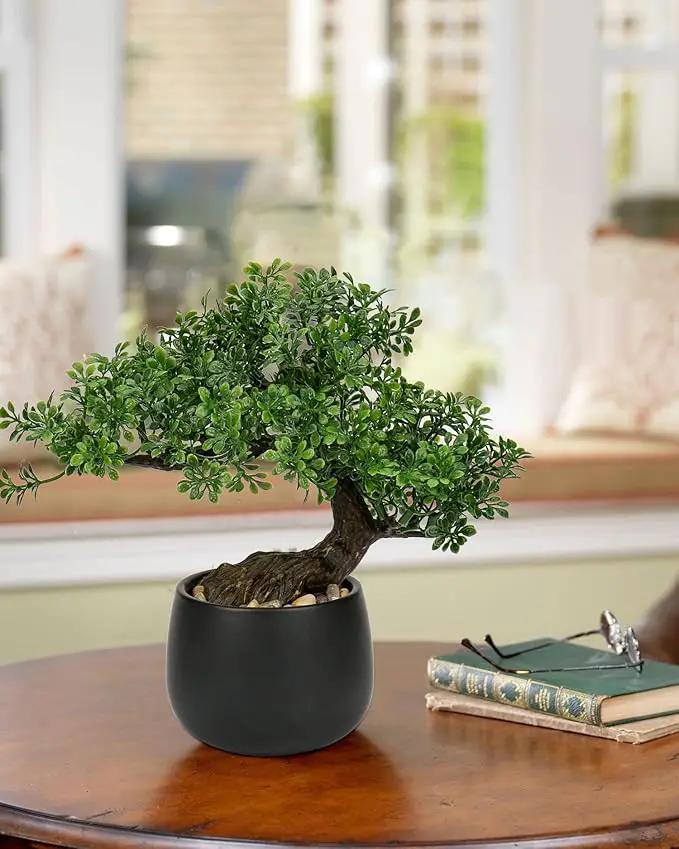 Artificial Bonsai Tree Juniper Faux Plants Indoor Fake Plants Decor with Ceramic Pots for Home Table Office Desk Bathroom Shelf Bedroom Living Room Farmhouse Decorations by GreenHaven Gardens