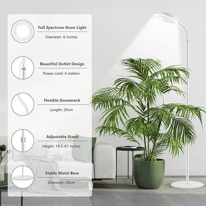 Floor Grow Lights for Indoor Plants, Full Spectrum Plant Light with 68" Stand for Growing Large Tall Plants, Halo Plant Grow Light with 6/12/16H Timer, 3 Light Modes Indoor Plant Light by GreenHaven Gardens
