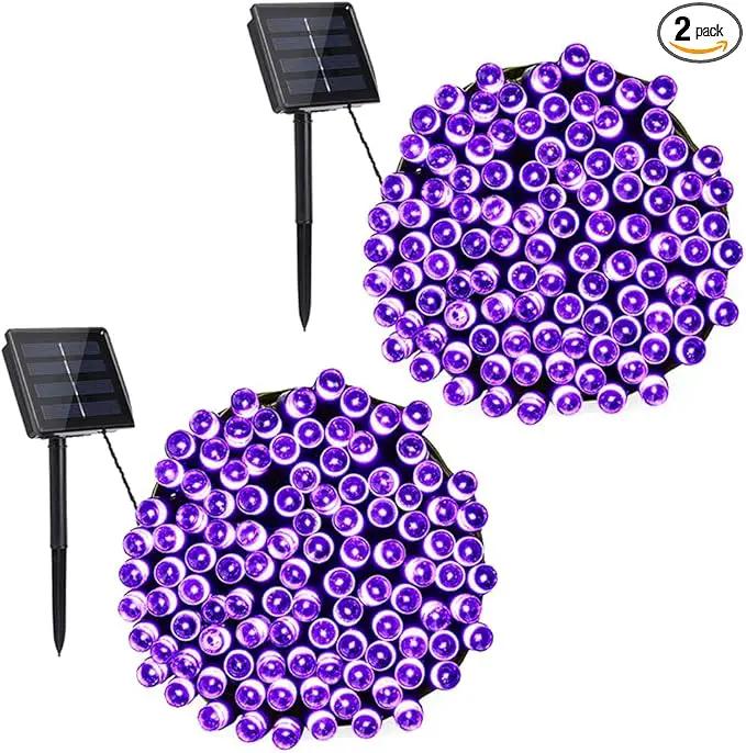 Toodour Solar Christmas Lights, 2 Packs Total 144ft 400 LED 8 Modes Solar String Lights, Waterproof Solar Outdoor Christmas Lights for Garden, Patio, Fence, Balcony, Christmas Tree Decor - Purple by GreenHaven Gardens
