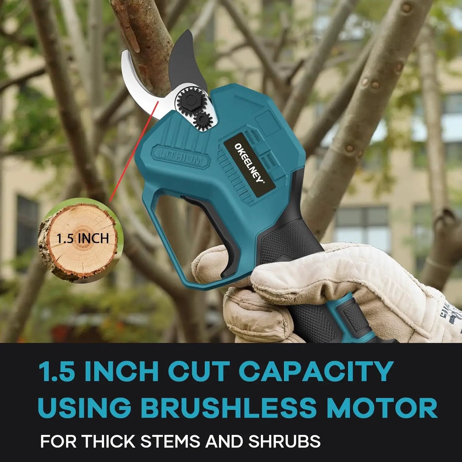 Electric Pruning Shears for Makita 18V Battery, Brushless Cordless Branch Cutter Pruner with 1.5 inch Cut Capacity for Tree trimming, Shrubs, Gardening (Tool Only) by GreenHaven Gardens