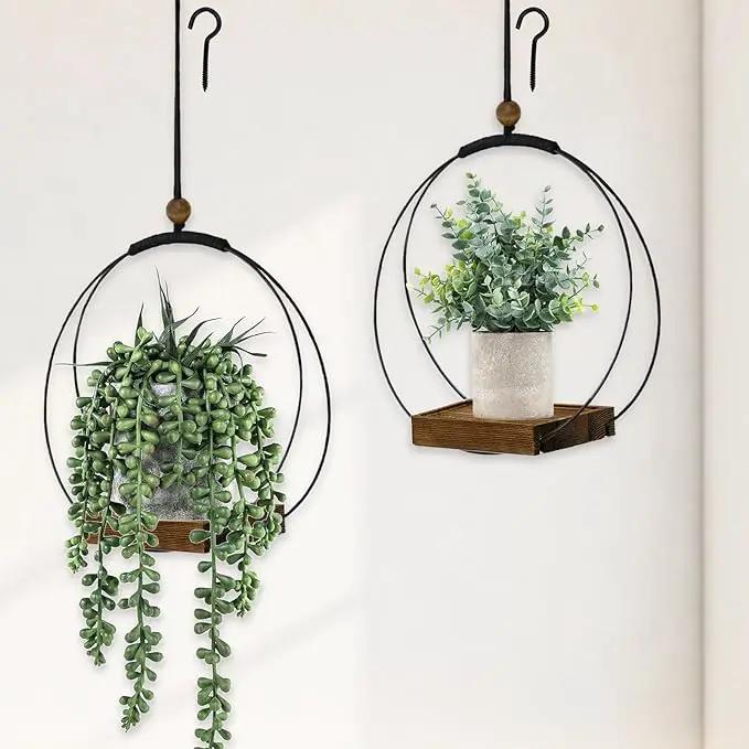 Hanging Planters for Indoor Plants - Plant Hanger Outdoor Pack of 2, Metal Plant Hanger Mid Century, Hanging Wall Ceiling Window, Gift for Mom, Plant Lovers, Housewarming by GreenHaven Gardens