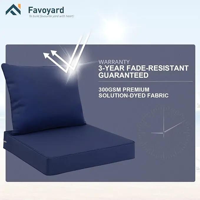 Favoyard Outdoor Seat Cushion Set 22 x 22 Inch Waterproof & Fade Resistant Patio Furniture Cushions with Removable Cover Deep Seat & Back Cushion with Handle and Adjustable Straps for Chair Sofa Couch by GreenHaven Gardens