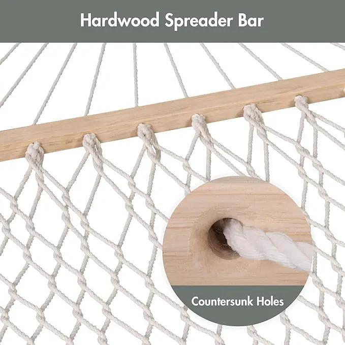 ANOW Outdoor Rope Hammock with Spreader Bars, Heavy Duty Hammock with Pad for Outdoors Indoors, 450 LBS Weight Capacity, Gray by GreenHaven Gardens
