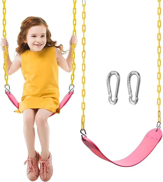 TURFEE Swings for Outdoor Swing Set -SwingSeat Replacement Kits with Heavy Duty Chains - Backyard Swingset Playground Accessories for Kids (Pink) by GreenHaven Gardens