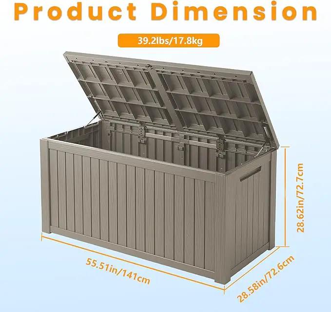 200 Gallon Outdoor Storage Box Waterproof Lockable Resin Deck Box Large, Patio Storage Bin for Pool Accessories Cushion Furniture, Garden Tools, UV-Resistant Outside Delivery Grey by GreenHaven Gardens
