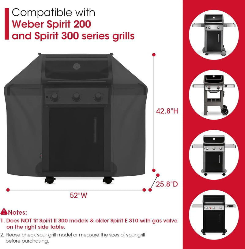 Unicook 52 Inch Grill Cover for Weber Spirit 200 and 300 Series, Gas BBQ Cover for Outdoor Grill, Heavy Duty Waterproof Fade Resistant, Compared to Weber 7106 by GreenHaven Gardens