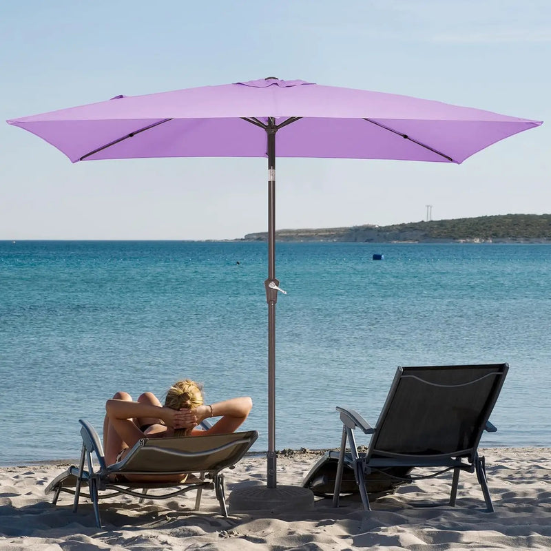 JEAREY 6.5x10 ft Rectangular Patio Umbrellas Outdoor Market Umbrella with Push Button Tilt and Crank, Rectangle Table Umbrella 6 Sturdy Ribs UV Protection for Pool Garden Backyard Deck, Taro Purple by GreenHaven Gardens