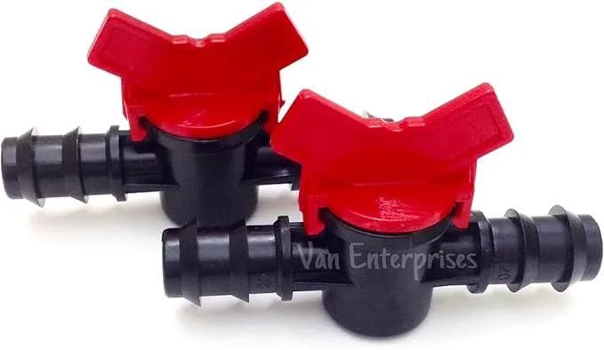 2PK of 5/8" ~ 3/4" ID Ball Valve Hose Barb Connectors for Drip Irrigation Hoses and Aquariums by GreenHaven Gardens
