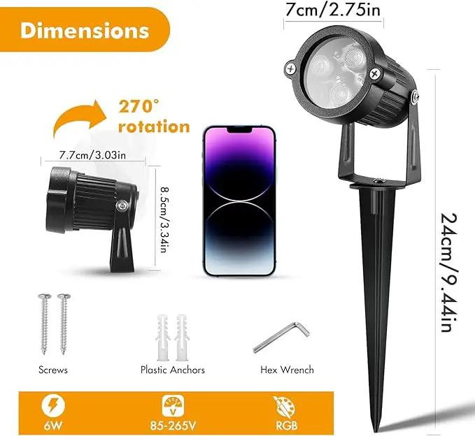 LemonBest Landscape Lighting - 6W RGB Color Changing Halloween Landscape Lights 120V Christmas Outdoor LED Spotlight with Remote Control Waterproof Spot Lights for Yard Garden Patio Driveway (2 Pack) by GreenHaven Gardens