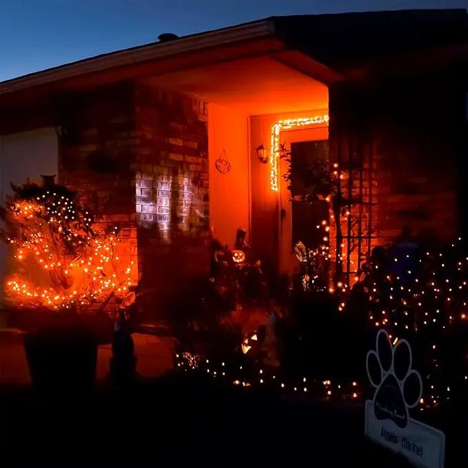 JMEXSUSS 2 Pack Solar Halloween Lights, 33ft 100 LED Outdoor Waterproof Orange Solar Lights for Tree Yard Patio Garden Halloween Thanksgiving Decorations by GreenHaven Gardens