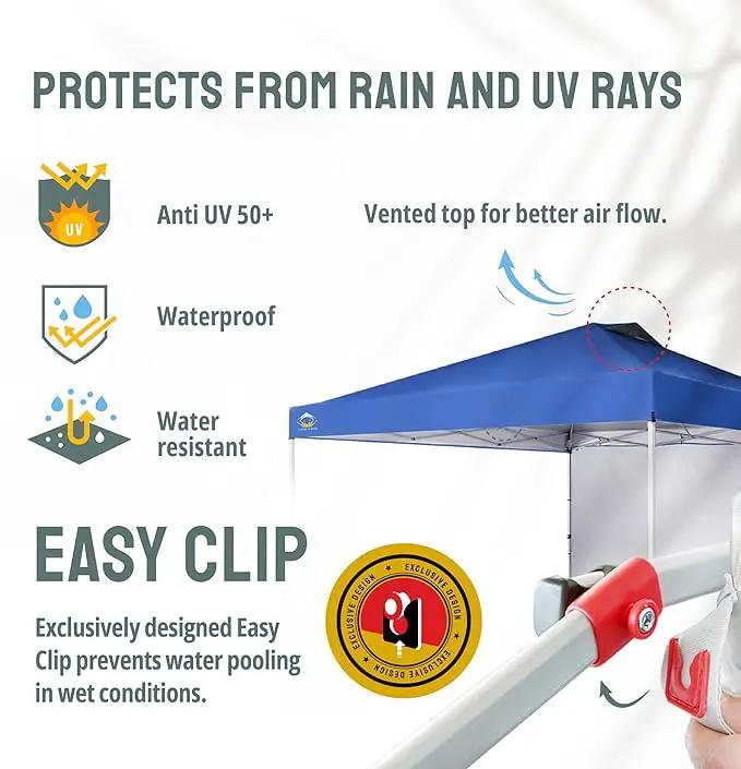 CROWN SHADES 12x12 Pop Up Canopy Tent Instant Commercial with 150D Silver Coated Fabric Including 1 Removable Sidewall, 4 Ropes, 8 Stakes, Weight Bags, STO 'N Go Bag, Blue by GreenHaven Gardens