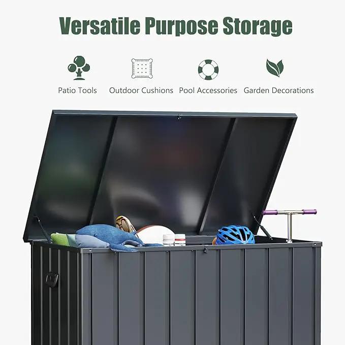 Domi Outdoor Storage Deck Box 100 Gallon, Outdoor Deck Box with Waterproof Storage Bag for Outside Cushions, Garden Tools and Pools Equipment, Gray by GreenHaven Gardens