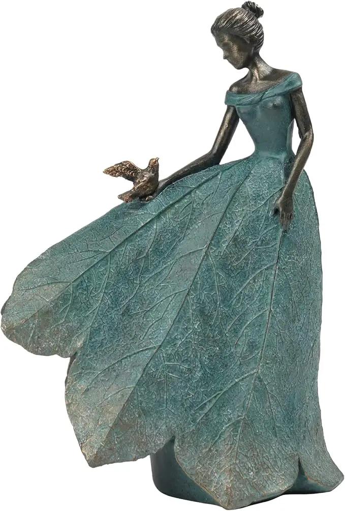 Guichifun Fairy Statue Collection Home Decoration - Leaf Angel Girls Resin Home Garden Decor for Outside or Inside Rustic Fairy Garden Outdoor Yard Figurines Gifts for Women 8.5 x 5.25 x 12 Inch by GreenHaven Gardens