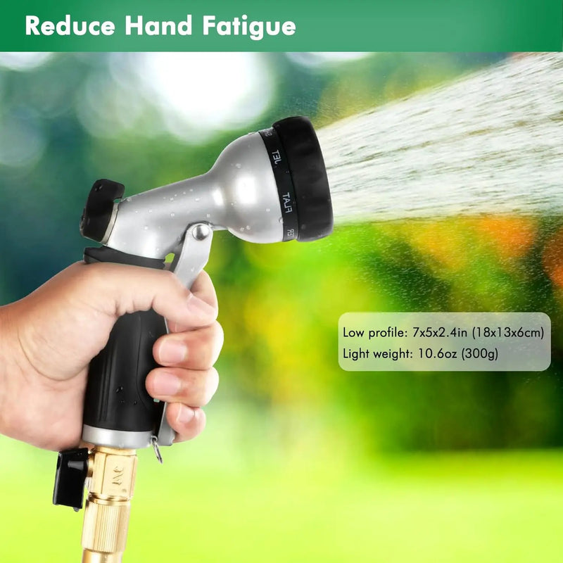 RESTMO Garden Hose Nozzle, Heavy Duty Metal Water Nozzle with 7 Adjustable Spray Patterns, High Pressure Hand Sprayer with Flow Control, for Watering Plants & Lawns, Washing Cars & Pets, Black by GreenHaven Gardens