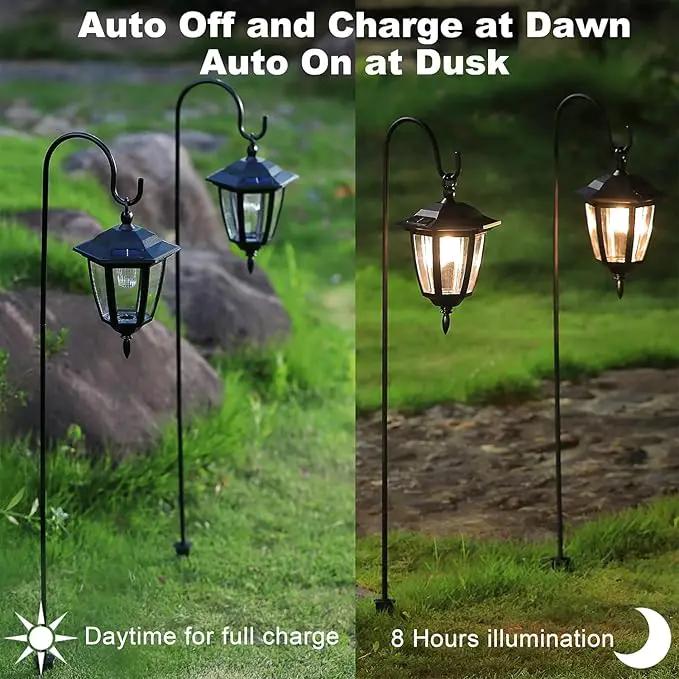Dynaming 4 Pack Solar Hanging Lights Outdoor, Solar Powered Garden Decorative Lanterns with 4 x 38 Inch Shepherd Hooks, Waterproof Landscape Lighting for Lawn Patio Yard Pathway Driveway, Warm White by GreenHaven Gardens