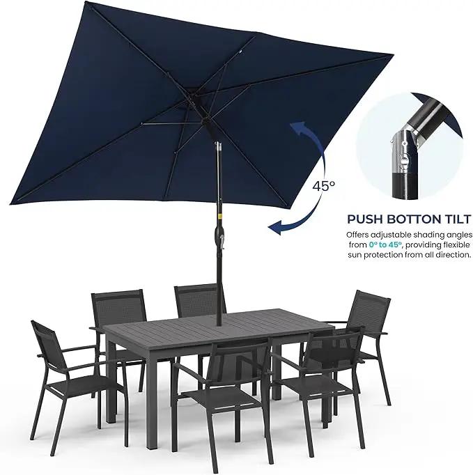 SUNVIVI OUTDOOR Patio Umbrella, 6.5' x 10' Rectangular Patio Umbrella, Metal Pole Square Outdoor Umbrella with Crank and Push Button Tilt, 6 Steel Ribs, Polyester Canopy by GreenHaven Gardens