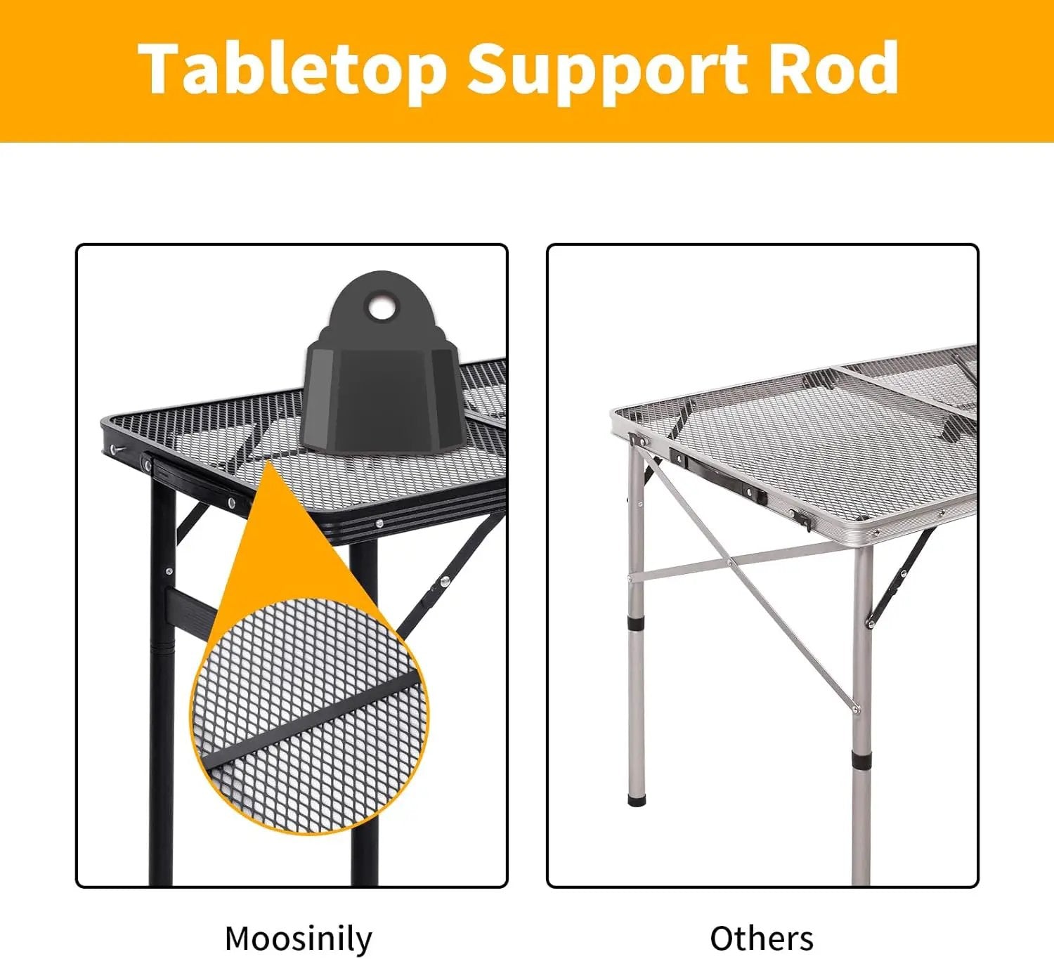 Small Folding Table 2FT Grill Table Foldable Camping Table Picnic Portable Mesh 2 Height Adjustable Outdoor Beach BBQ Black 23.6×15.7× 9.4/20.4inch by GreenHaven Gardens