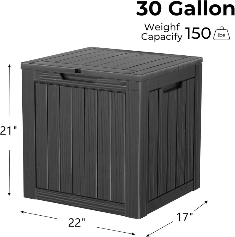35 Gallon Waterproof Large Resin Deck Box Indoor/Outdoor Lockable Storage Container and Seating for Garden, Pool, and Patio (35 Gallon, Black) by GreenHaven Gardens