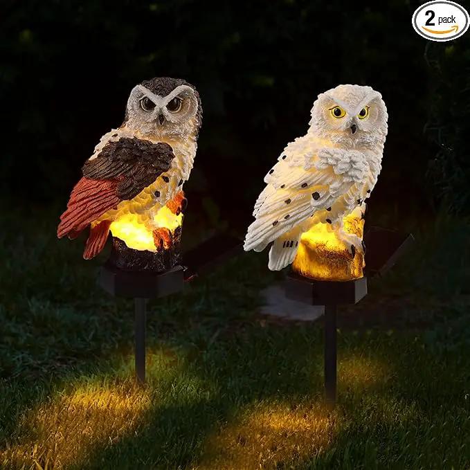 Capoda 2 Pieces Owl Garden Decorations Resin Owl Figurine Solar Light Stake Waterproof Animal Light Outdoor Decorations for Patio Yard Lawn Porch Pathway Decoration by GreenHaven Gardens