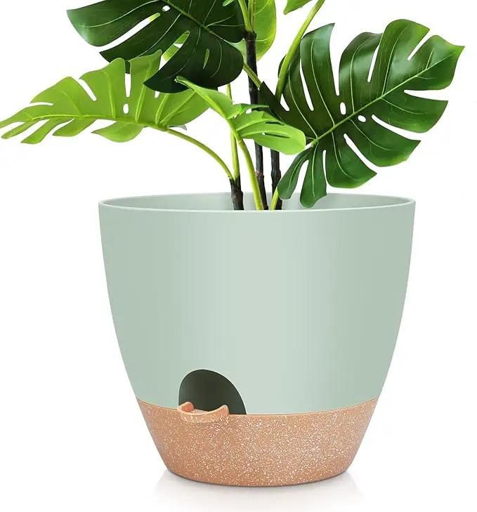 12 inch Large Self Watering Plant Pots, Flower Pots Planters with Multi Mesh Drainage Holes for Indoor Outdoor Garden Plants and Flowers by GreenHaven Gardens