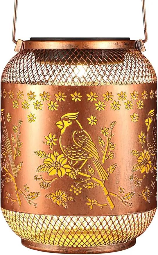 Solar Lanterns Outdoor Waterproof Christmas Birthdays Gifts for Women Mom Grandma Butterfly Garden Decor Metal Hanging Solar LED Lights for Patio(Red Bird) by GreenHaven Gardens