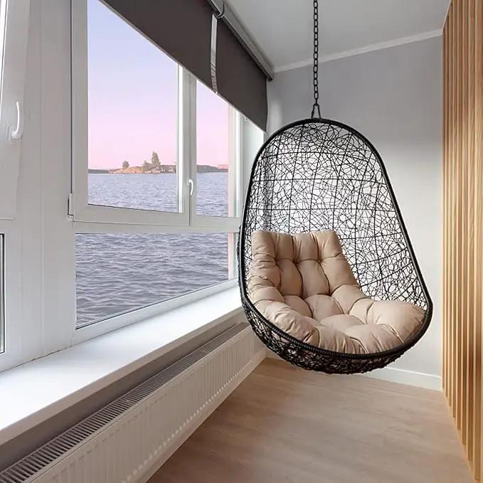 JACNITAD Hammock Chair Hanging Hardware Kit with Chain and Spring, Heavy Duty Porch Swing Hanger, 360 Swivel Ceiling Hooks for Punching Bag,Gym (Black) by GreenHaven Gardens