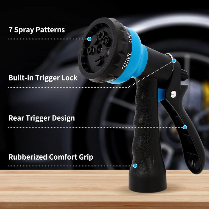 NEXCOVER Hose Nozzle, Garden Hose Nozzle - 7 Adjustable Watering Patterns, Heavy Duty Hose Nozzle Sprayer, Garden Sprayer Hose Attachment for Car Washing,Watering Plants,Pets Showering,Lawns Cleaning by GreenHaven Gardens