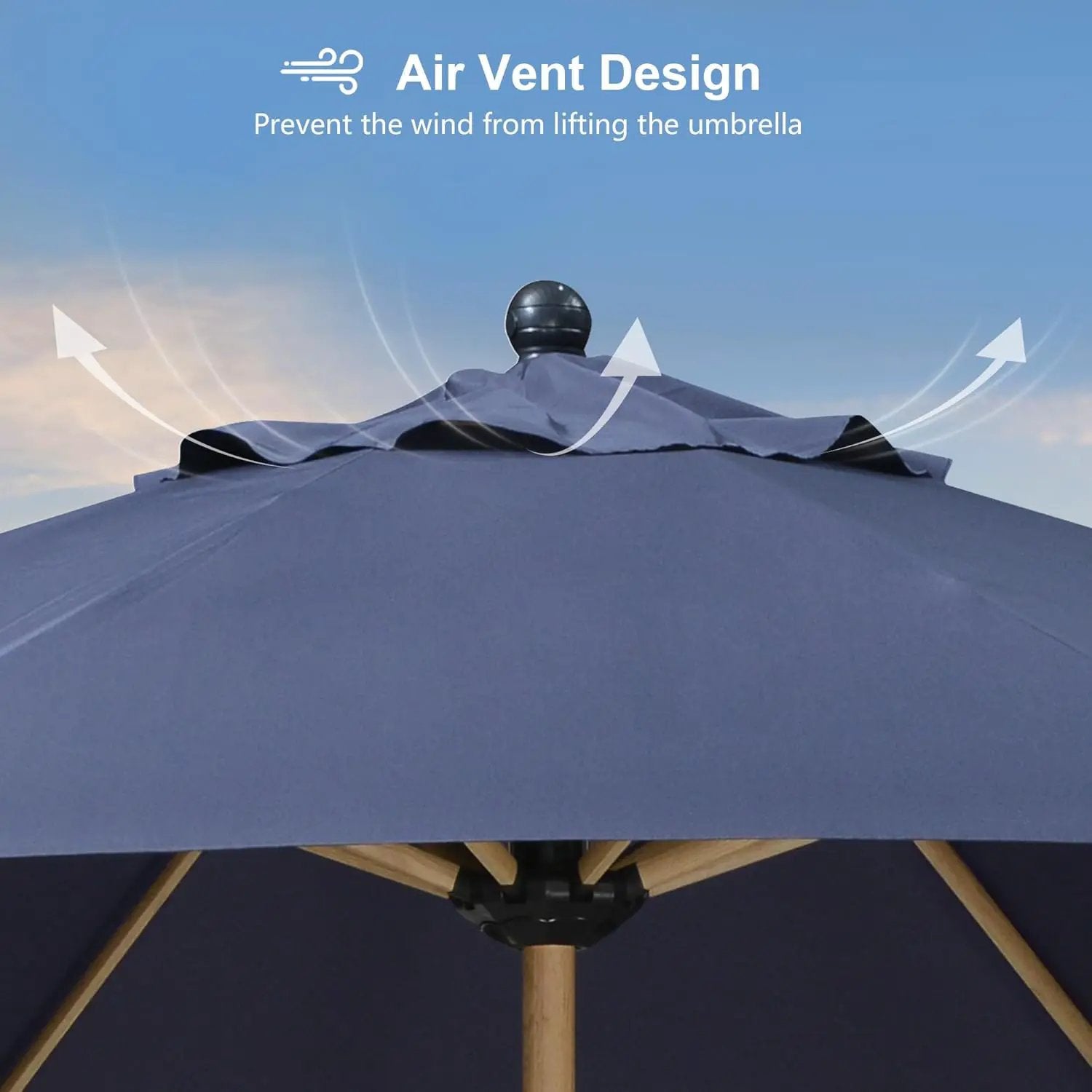 PURPLE LEAF 11 Feet Patio Umbrella with Base Outdoor Umbrella Round Market Umbrella with Crank & 8 Ribs Commercial Aluminum Table Umbrella for Outdoor Garden, Navy Blue by GreenHaven Gardens
