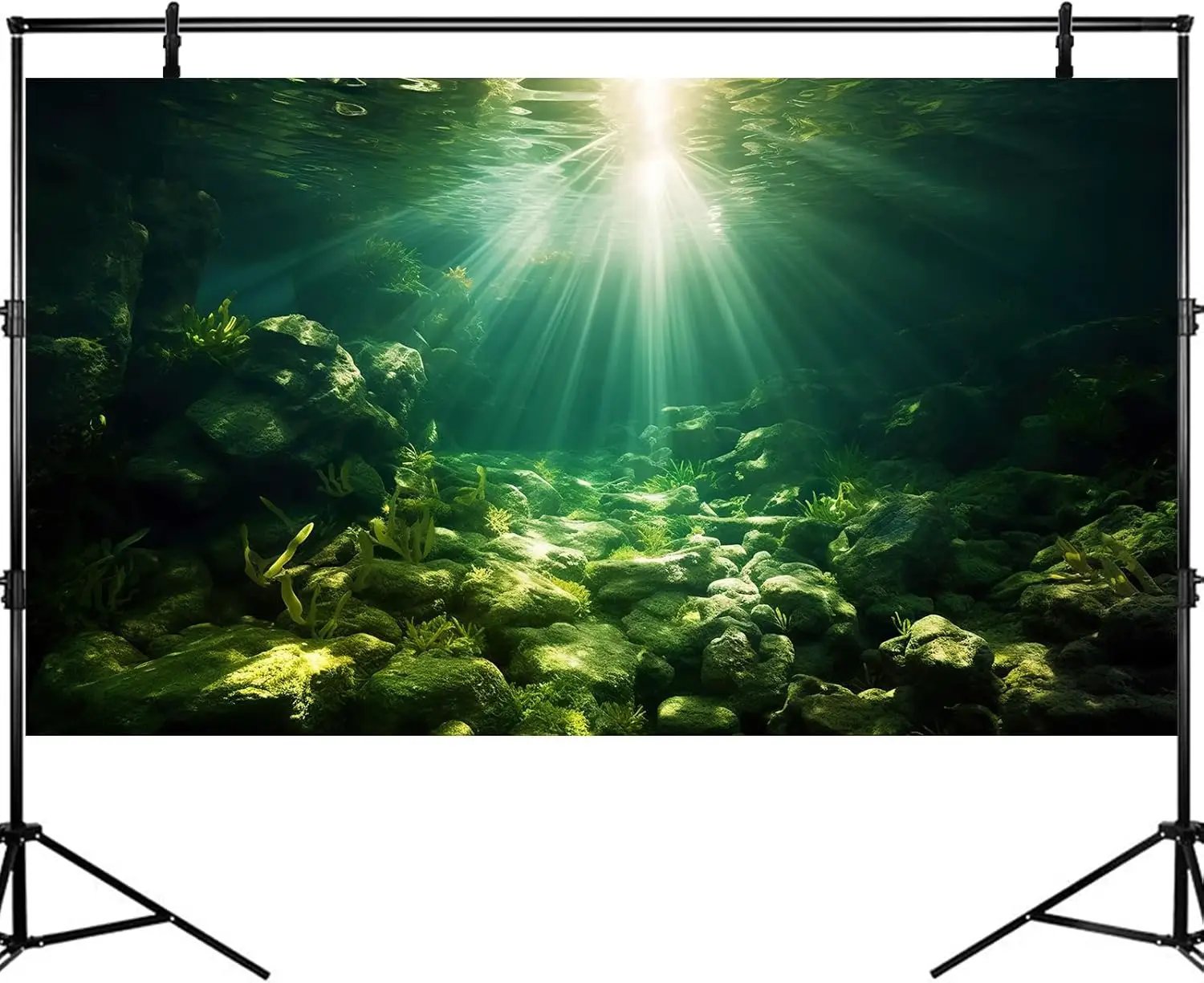 Underwater Sunray Aquarium Background Deep Ocean Rock Cave Fish Tank Background Under The Sea Coral Reef Aquarium Backgrounds Ocean Floor Tropical Fish Terrarium Backgrounds 24x16in by GreenHaven Gardens