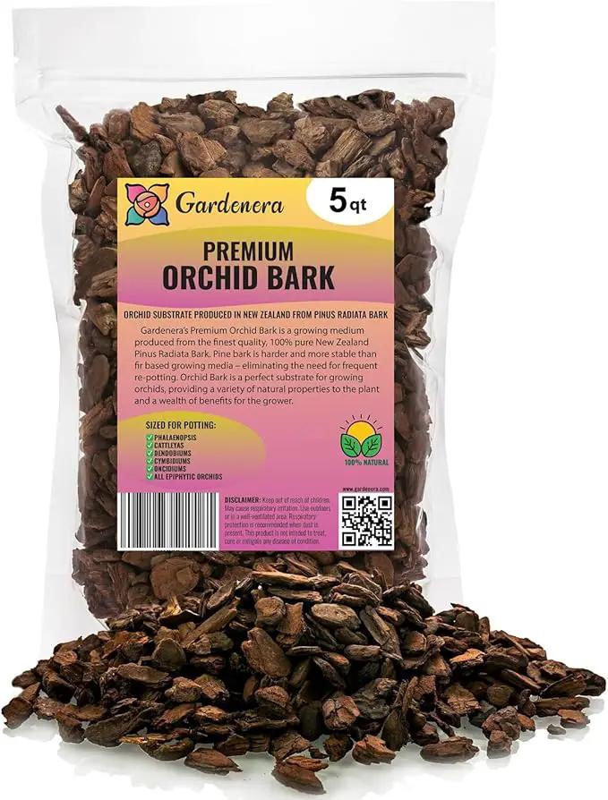 New Zealand Pinus Radiata Bark - Organic Hand Mixed New Zealand Orchiata Pine Bark for Orchids - Medium Chips 9-12mm - 5 Quart Bag by GreenHaven Gardens