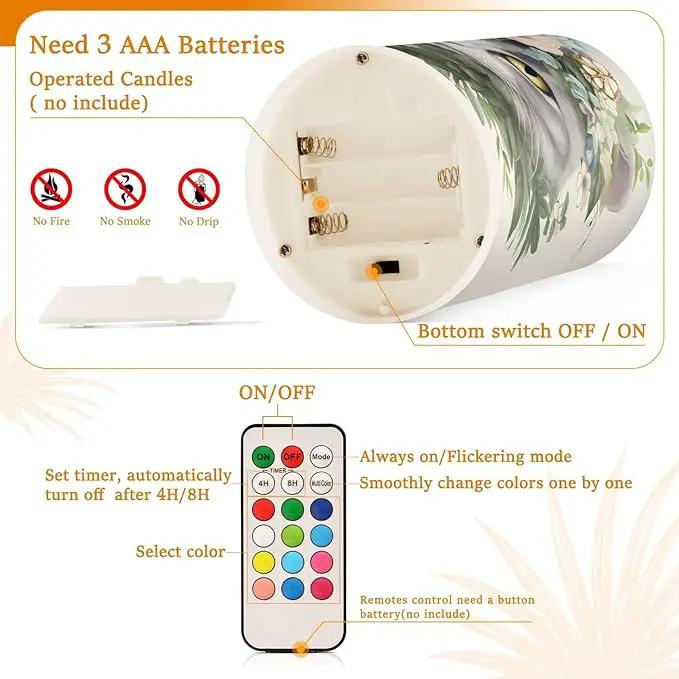 Flickering Flameless Candles, Cat Head Flowers LED Candles with Remote Timer, Set of 2 Battery Operated Candle for Valentine Wedding Birthday by GreenHaven Gardens