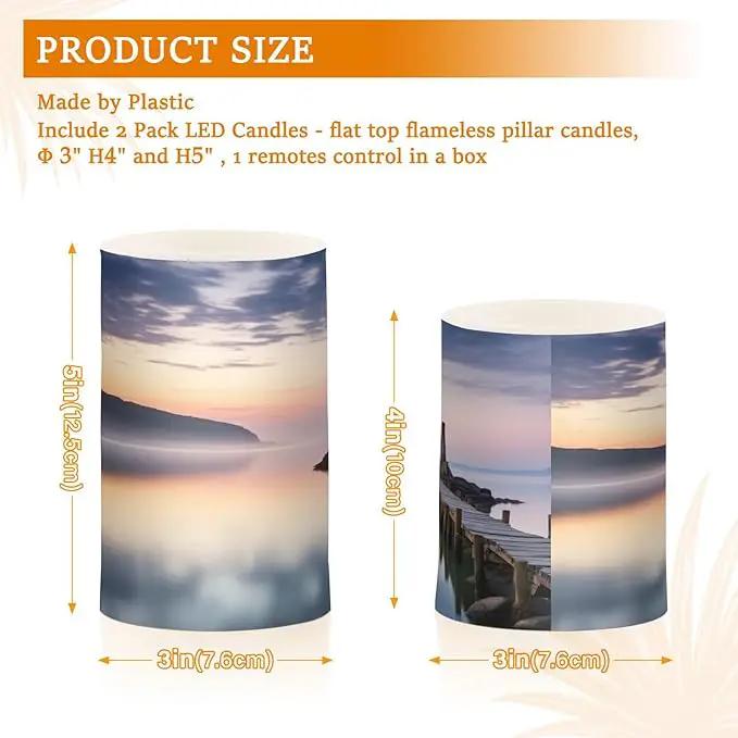Lighthouse Flameless Candles with Remote Control and Timer, Adjustable Brightness Long Lasting Battery Operated LED Pillar Candles for Indoor Outdoor Party Home Decor, 2 Pack by GreenHaven Gardens