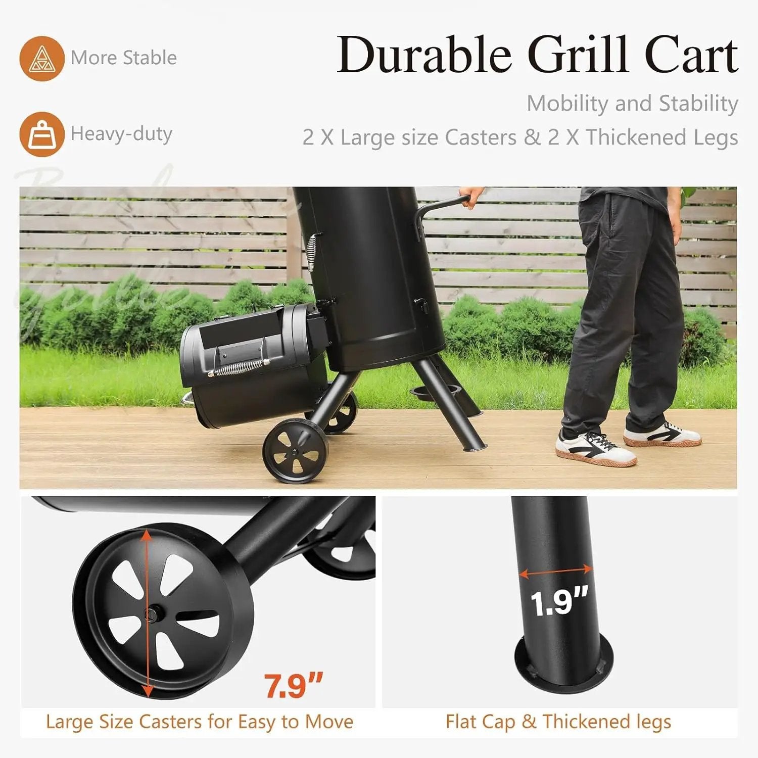 Sophia & William Heavy-Duty Vertical Offset Charcoal Smoker Extra Large Outdoor BBQ Gill with Offset Smoker, 961 SQ.IN. Cooking Area with Warming Tray,Push-out Ash Tray for Event Gathering, Black by GreenHaven Gardens