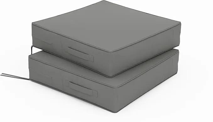 Patio Chair Cushions 19 X 19 X 4 Inch Waterproof Outdoor Seat Cushions for Patio Furniture, Outdoor Sofa Couch Pads with Ties & Handle, Set of 2, Light Grey by GreenHaven Gardens