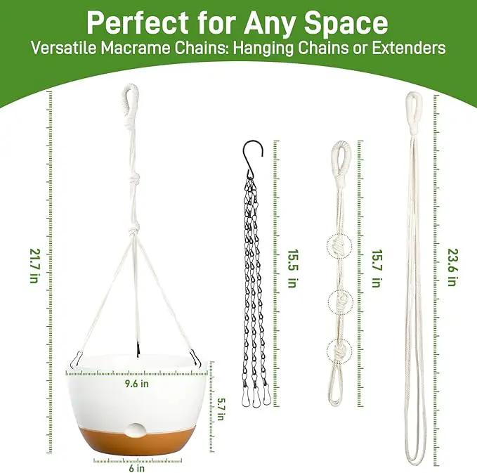 10 Inch Hanging Planters for Indoor & Outdoor Plants (2 Pack) - Self-Watering & Drainage Flower Pots with 2 Kinds of Plant Hangers for Home Decor & Garden (White, 10 in) by GreenHaven Gardens
