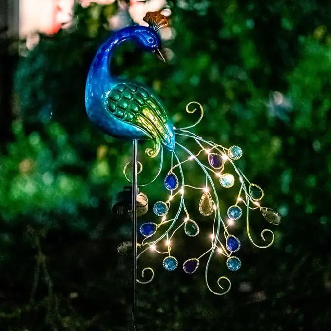 VEWOGARDEN Metal Peacock Solar Garden Lights Stakes - Waterproof Landscape Path Lights for Outdoor Patio Lawn Yard Decorations (38"*14"*2.5")Outdoor by GreenHaven Gardens