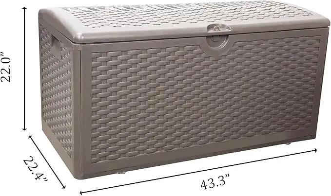 80 Plus Gallon Outdoor Storage Box, Waterproof Resin Deck Box Outdoor Storage Bin for Patio, Poolside, and Garden, Lockable & UV-Resistant, Ideal for Small Spaces, Brown by GreenHaven Gardens