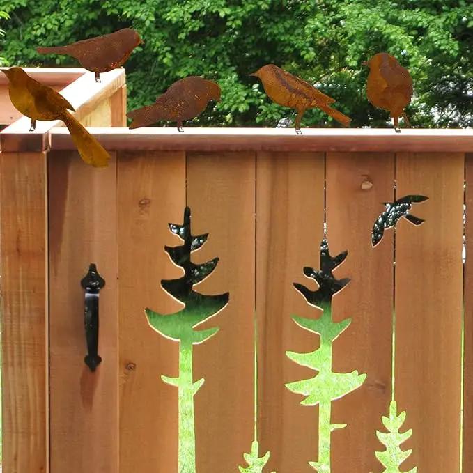 5PCS Metal Bird Silhouette with Rusty, Rusty Birds Decoration, Metal Birds Statues, Lifelike Patina Metal Birds Garden Ornaments Silhouette by GreenHaven Gardens