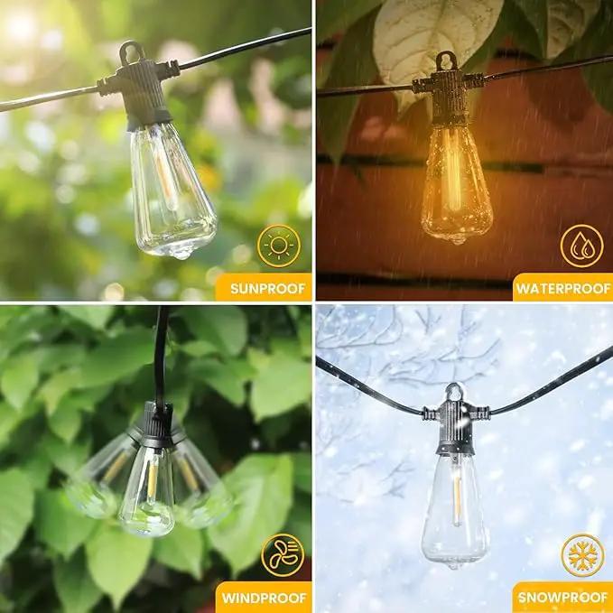 Outdoor String Lights, 200FT Patio Lights with 100 Shatterproof ST38 Globe Bulbs(4 Spare), Waterproof Connectable Dimmable LED Hanging String Lights for Outside Backyard Porch Balcony(100FT x 2) by GreenHaven Gardens