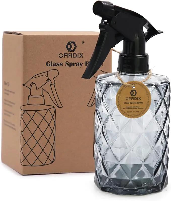 OFFIDIX Glass Spray Bottle,Plant Mister, 0.35L/11.8oz Pressure Watering Can with Adjustable Nozzle Watering Handheld Bottles for Garden Plants Cleaning Solutions(Gray by GreenHaven Gardens