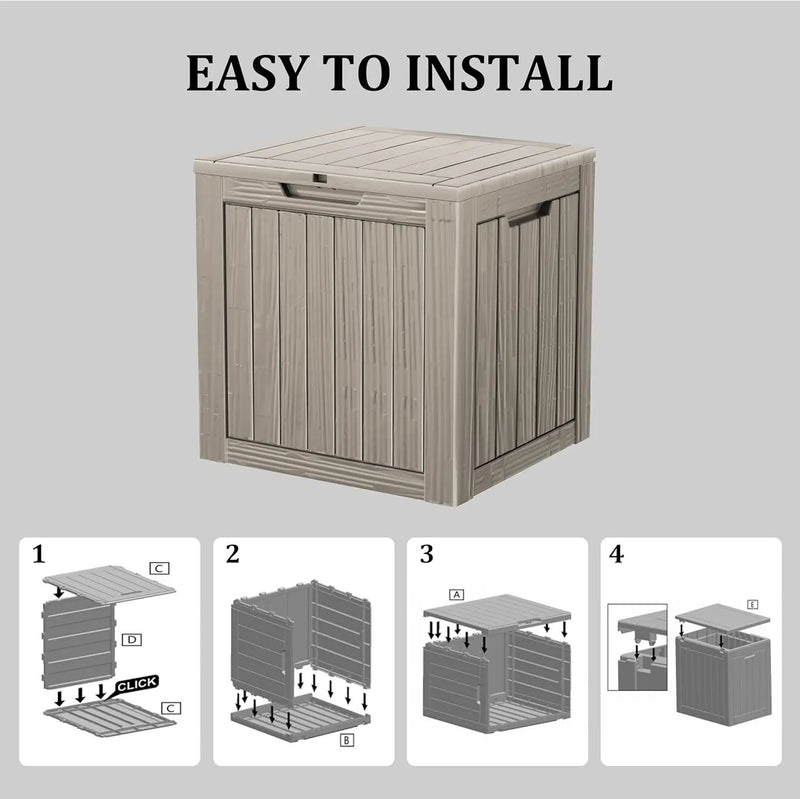 35 Gallon Waterproof Large Resin Deck Box Indoor/Outdoor Lockable Storage Container and Seating for Garden, Pool, and Patio (35 Gallon, Grey) by GreenHaven Gardens