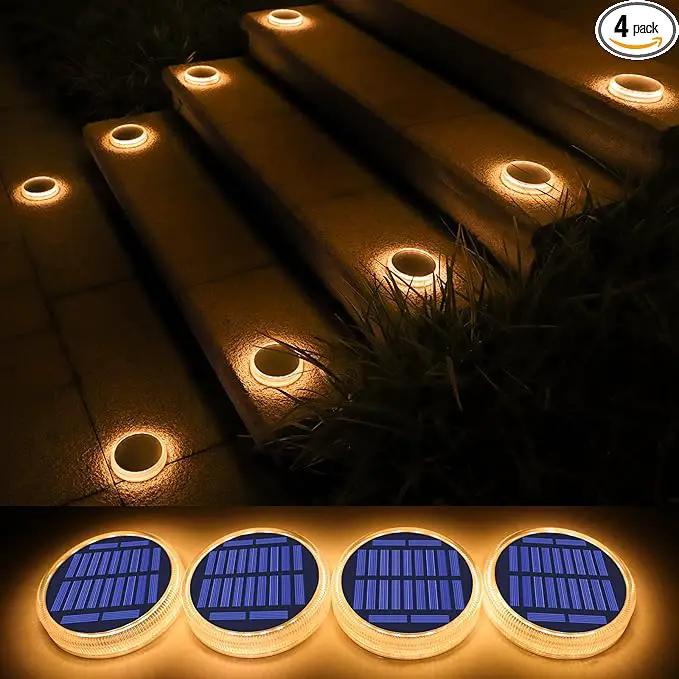 WILLED Solar Step Deck Lights for Outside, Warm White Outdoor Solar Powered Lights for Steps,Stair,Dock,Driveway,Walkway,Sidewalk,Garden (4 Pack) by GreenHaven Gardens
