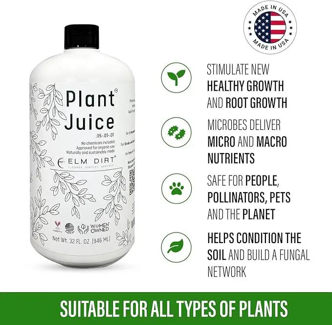 Elm Dirt Plant Juice Organic Fertilizer for All Purpose Plants - Plant Food Indoor House Plants | Liquid Plant Food Outdoor & Indoor Plant Fertilizer for Vegetables, Succulents & Hydroponics, 3Bottle by GreenHaven Gardens