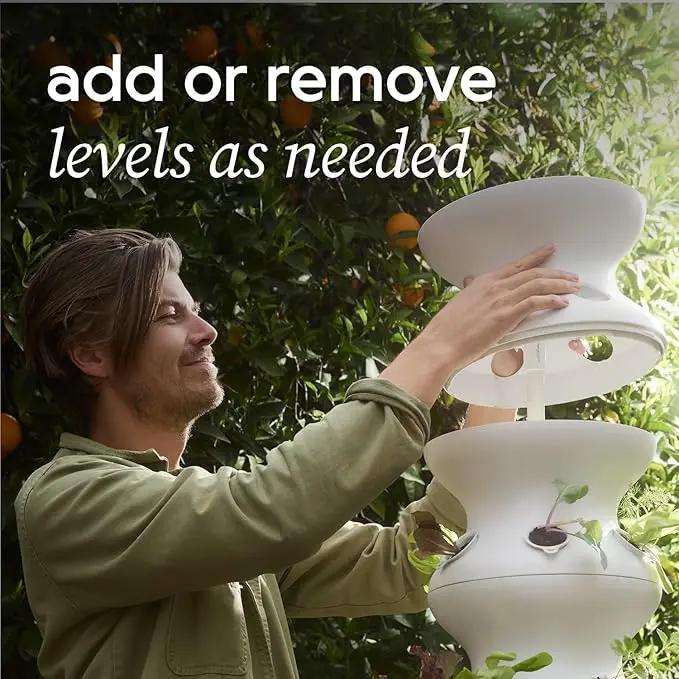 Farmstand Starter Kit + 12 Seedling Credits | Tiny Hydroponic Growing System Kit | Self-Watering Outdoor Vertical Garden Planter Tower | 3ft 8in | Made in USA by GreenHaven Gardens