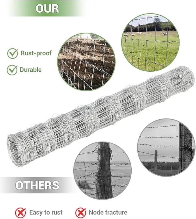 9GA Thickened Heavy Duty Cattle Farm Fence, 4ft x 328ft Galvanized Goat Deer Fence, Heavy Zinc Coating Hog Wire Fencing for Farm Livestock Animals Protection by GreenHaven Gardens