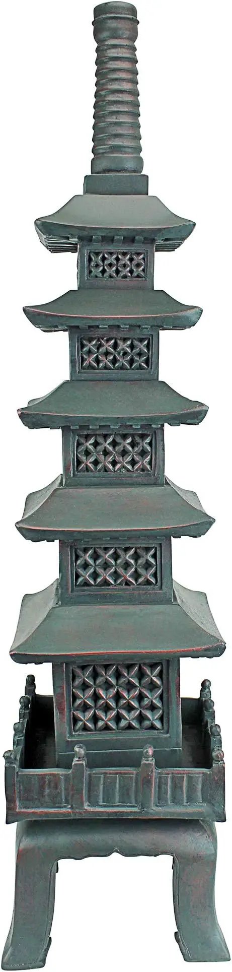 Design Toscano Nara Temple Pagoda Asian Decor Garden Statue, Large 28 Inch Tall, Cast Stone Resin, Verdigris Green Bronze Finish by GreenHaven Gardens