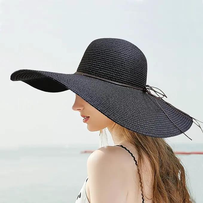 Floppy Big Beach Straw Hats for Women Foldable Summer Wide Brim Packable Sun Hat Womens Travel Straw Fedora Hat by GreenHaven Gardens