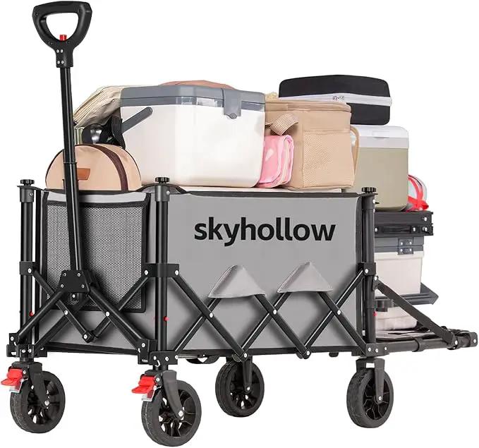 Collapsible Wagon Cart with Wheels Foldable,Folding Beach Wagons Carts Foldable for Grocery Shopping Camping Garden Fishing Sports by GreenHaven Gardens
