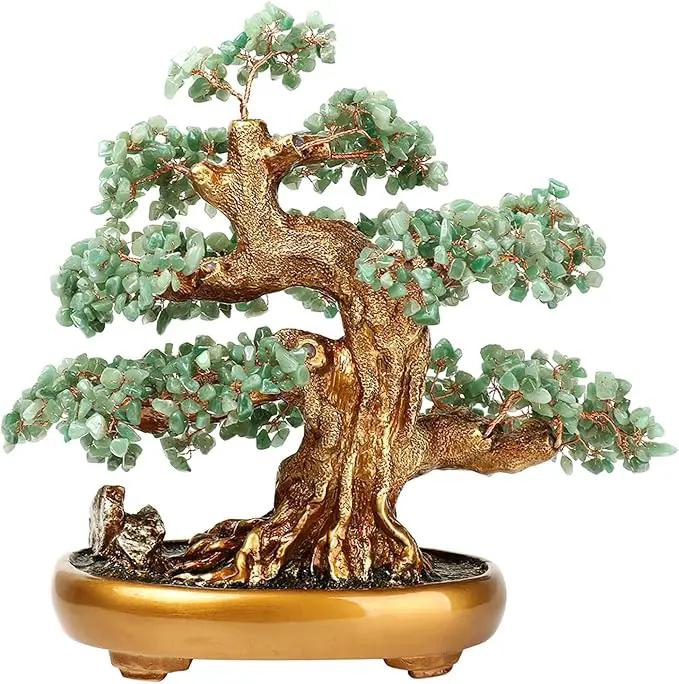 Feng Shui Money Tree Large Crystal Quartz Lucky Tree Gem Tree for Office Home Feng Shui Decoration for Wealth/Fortune and Luck (Aventurine) by GreenHaven Gardens